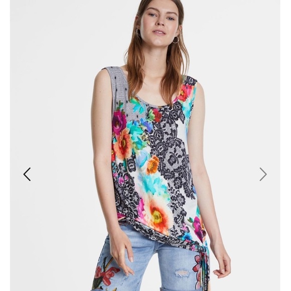 Desigual Crystal tank. Asymmetrical tie. NWT. Size US Medium - Picture 6 of 14